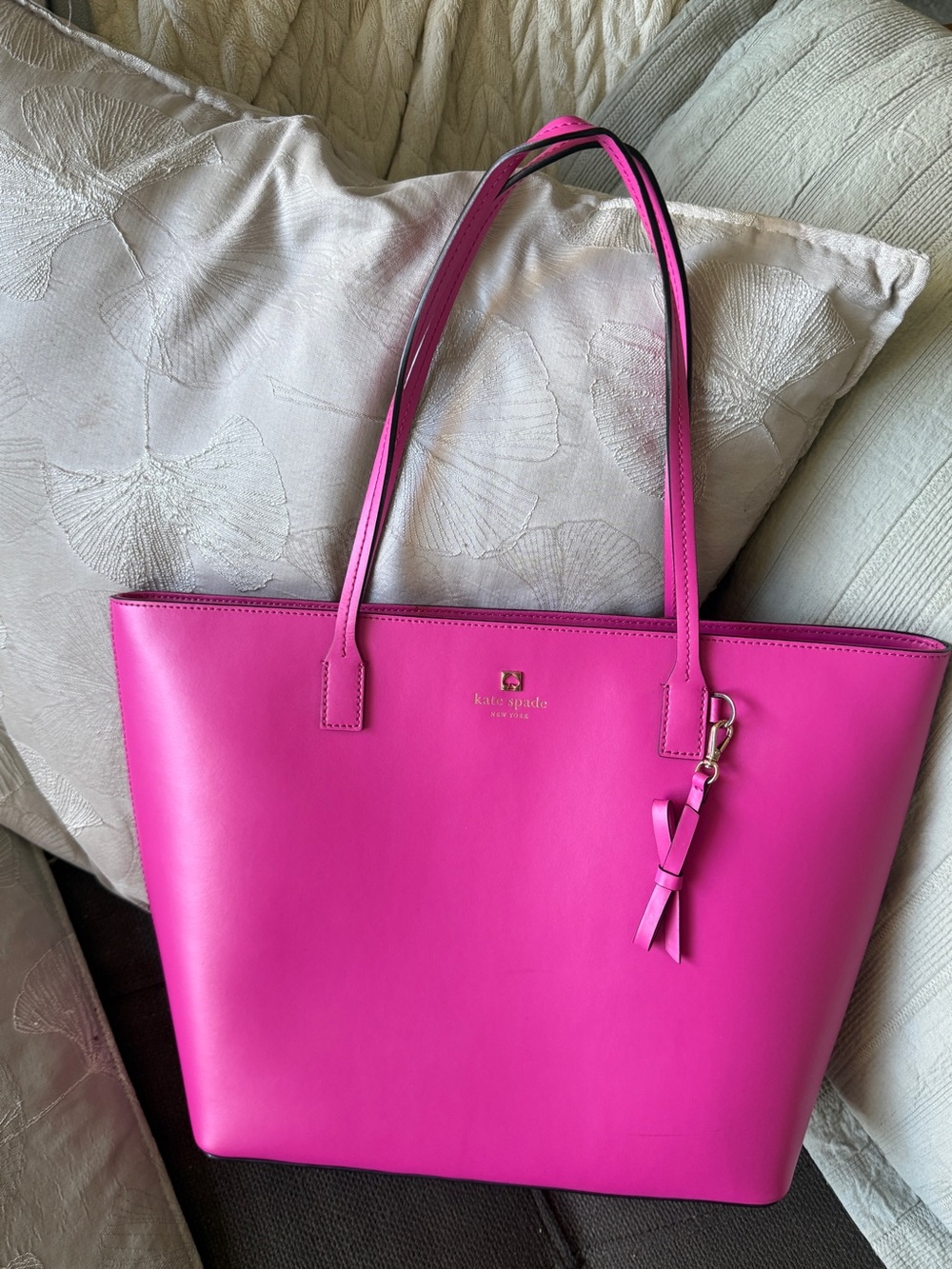 NWOT Kate Spade Hot Pink  Smooth Large Leather Tote Wright Place